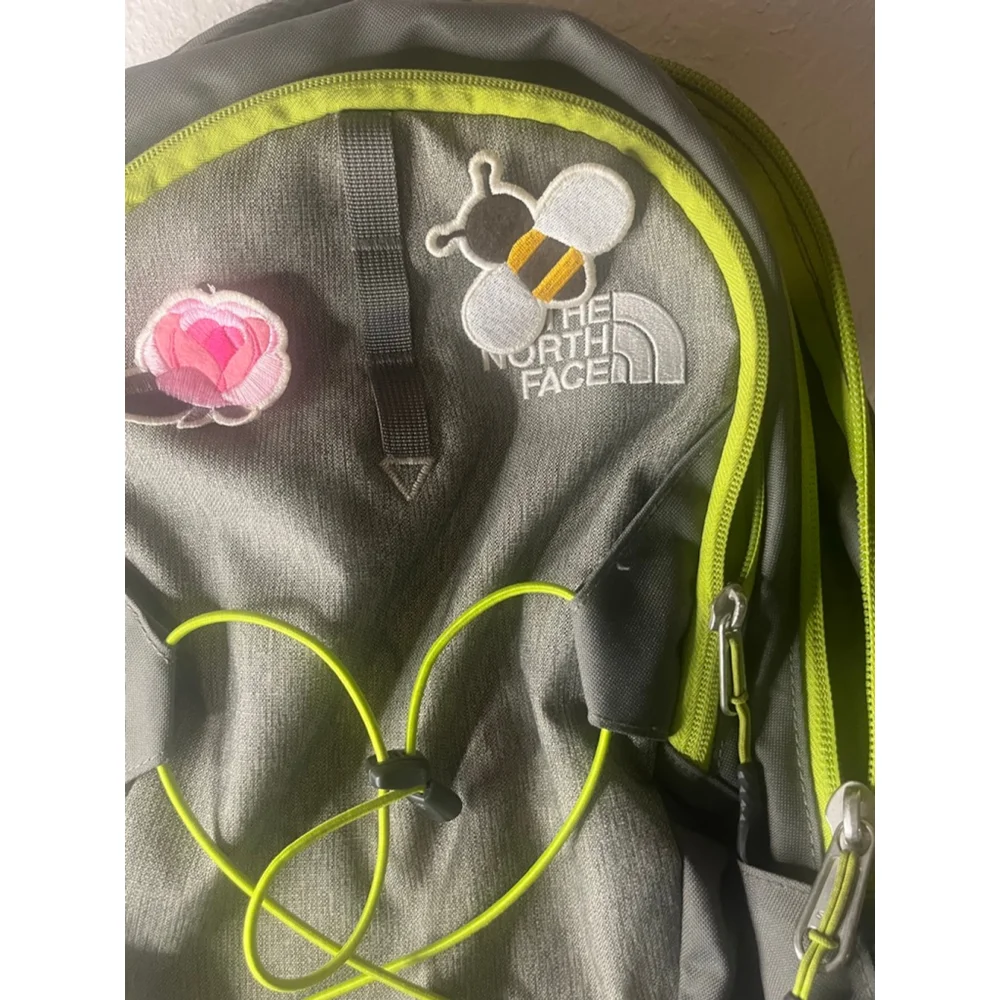 The North Face Jester Backpack Gray with lime green trim Unisex